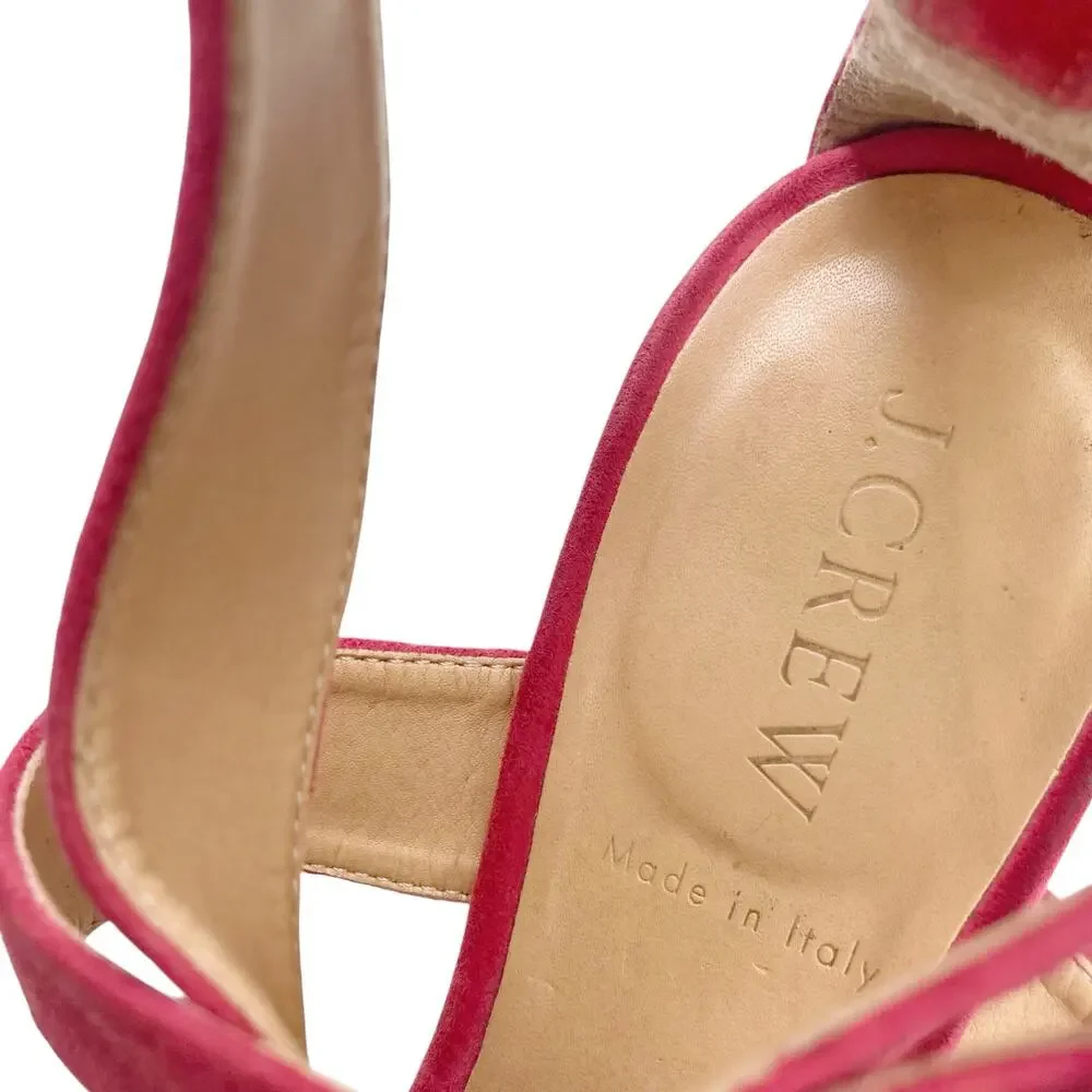 J.Crew Vintage Y2K Fuchsia Suede Made in Italy Ankle Strap Cone Heel Sandals